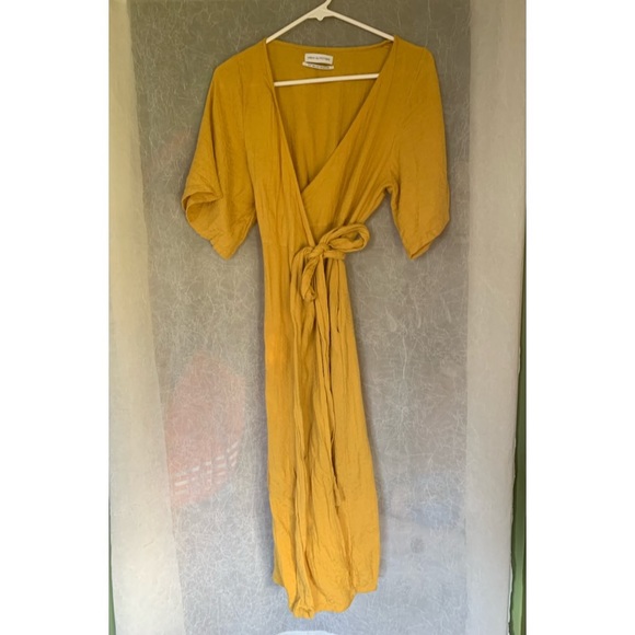 urban outfitters yellow wrap dress